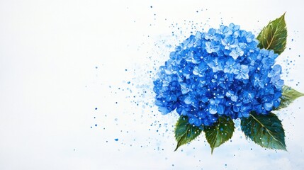 Blue hydrangea watercolor flower painting floral illustration
