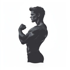 Fototapeta premium Muscular man posing, studio shot, fitness, strength
