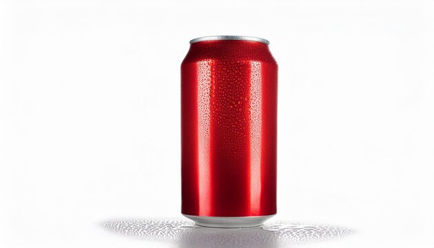 aluminum red can on a white background water drop on can file contains with clipping path so easy to work