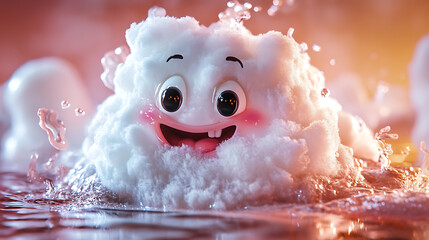 Cute Adorable smiling white blob character