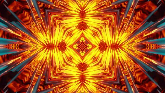 Colorful abstract design with star in the center. Kaleidoscope VJ loop