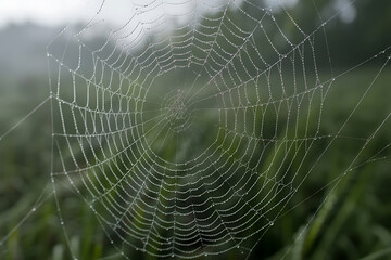 intricate spiderweb with fine, delicate lines and octagonal symmetry