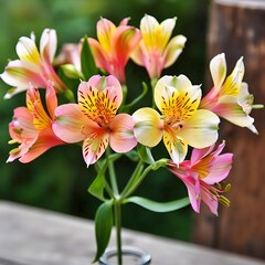 Fototapeta premium a silhouette of Alstroemeria (Peruvian Lily) in a vase
