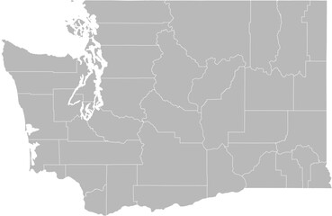 Obraz premium Washington vector map with county boundaries (Web Mercator projection, PPT-compatible & fully editable)