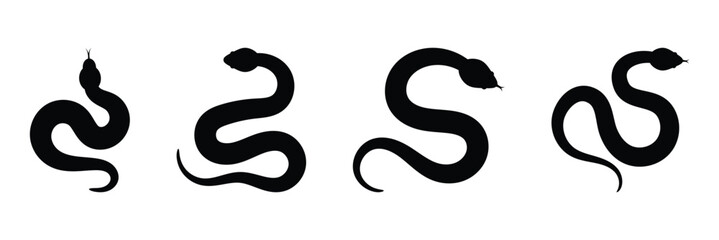 Snake silhouette, Snake icon vector illustration, Reptile snake icon in vector format, Simple snake logo icon