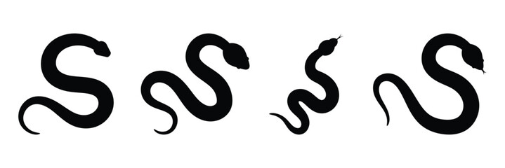 Simple snake silhouette vector illustration, snake silhouette, snake vector, reptile illustration, minimal snake design, animal silhouette