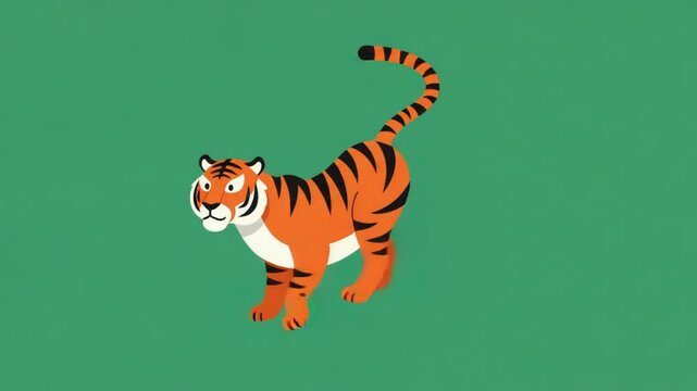 Majestic Bengal Tiger Illustration: A vibrant depiction of a Bengal tiger against a green backdrop, showcasing its power and beauty in a stylized illustration.