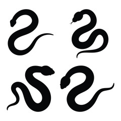 Snake silhouette set vector illustration isolated on white background.
