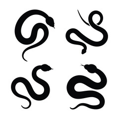 Snake silhouette set vector illustration isolated on white background.