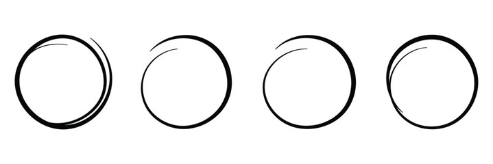 Vector collection of hand drawn line circles with editable stroke hand drawn line circles in black, Hand drawn circle line, editable stroke, vector illustration, scalable design, customizable circles