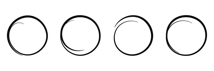 Vector collection of hand drawn line circles with editable stroke hand drawn line circles in black, Hand drawn circle line, editable stroke, vector illustration, scalable design, customizable circles