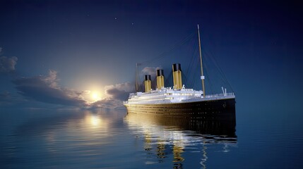 cruise ship at night