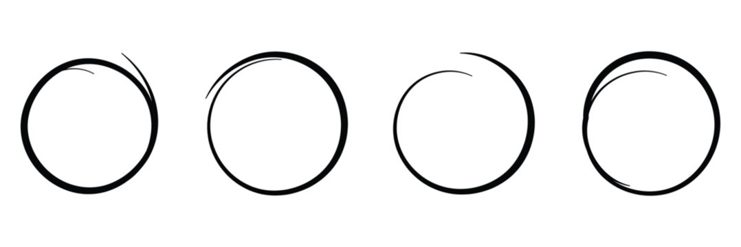 Vector collection of hand drawn line circles with editable stroke hand drawn line circles in black, Hand drawn circle line, editable stroke, vector illustration, scalable design, customizable circles