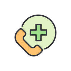 Obraz premium Emergency medical support hotline vector illustration on black backdrop