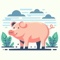 cute pig illustration 