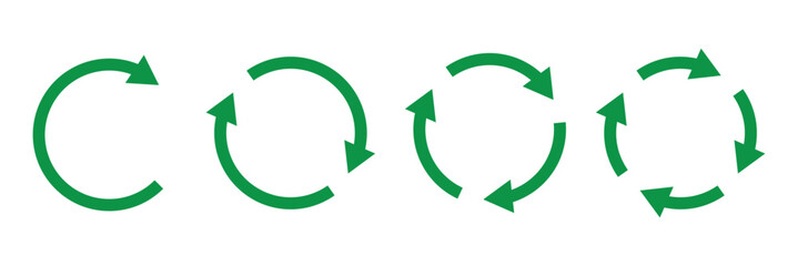 Fototapeta premium Green round recycle icons set, Simple illustration of green round circle arrow vector icon. Green round arrow icon, green recycle or circular arrow vector.