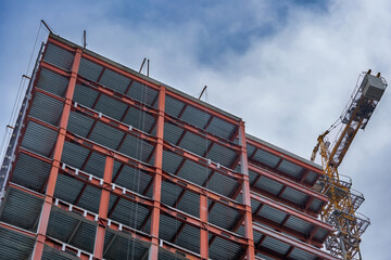 The upper part of a steel structure building under construction