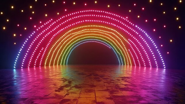 Rainbow Neon Archway Stage