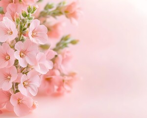 Obraz premium Delicate pink flowers on a soft pink background