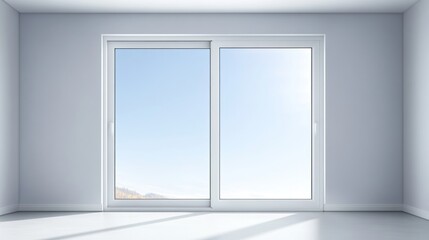 Modern sliding glass door in minimalist room interior