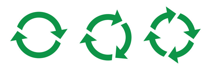 Fototapeta premium Green round recycle icons set, Simple illustration of green round circle arrow vector icon. Green round arrow icon, green recycle or circular arrow vector.