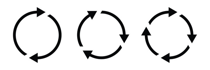 Circle arrow icon set. Flat style recycle or circle arrow set symbol for web graphic design. Rotation arrows, recycling symbol, refresh arrow icons. Vector illustration, eps 10