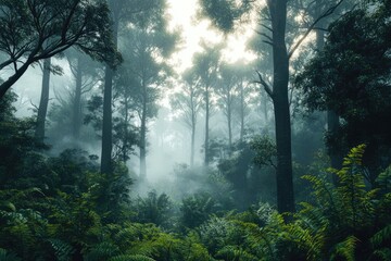 Fototapeta premium Misty forest scene (1)