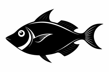 Obraz premium triggerfish sihouette black vector