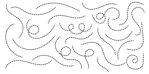 Hand drawn curve dotted line, Spiral dotted line hand drawn, Dotted lines path on white background © Oliver Vandenberg