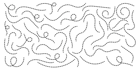 Hand drawn curve dotted line, Spiral dotted line hand drawn, Dotted lines path on white background