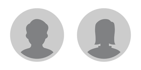 Set of male and female avatars. Abstract user profile icons and silhouettes. Vector badges for unknown or anonymous people.
