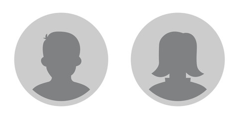 Set of male and female avatars. Abstract user profile icons and silhouettes. Vector badges for unknown or anonymous people.
