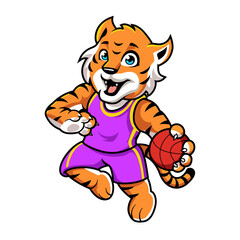Cute Tiger Slam Dunk Cartoon