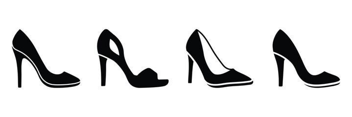 High heel shoes silhouettes icon vector illustration isolated on white background