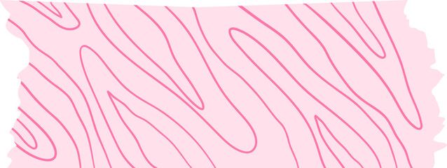 Coquette Plaid Washi Tape Girly Scrapbook Pink and Red Stripes, Hand Drawn Simple Doodle Patterned Scribbles, Hearts and Stars, Wave Whimsical Groovy Vector Isolated Design Element