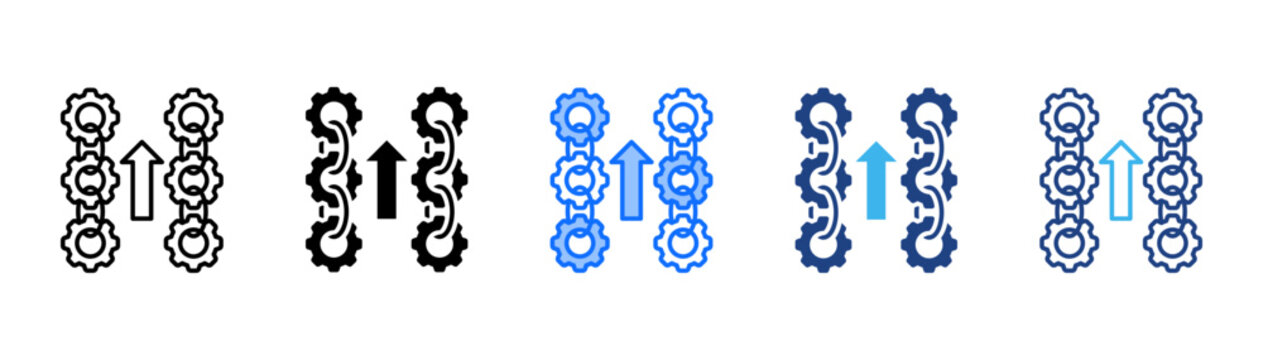 Vertical Integration Icon Set With Multiple Style Collection 