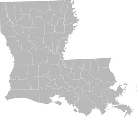 Louisiana vector map with county boundaries (Albers equal area conic projection, PPT-compatible & fully editable)