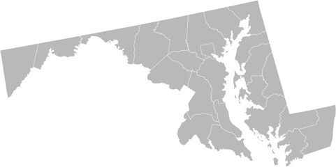 Maryland vector map with county boundaries (Albers equal area conic projection, PPT-compatible & fully editable)