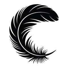 Obraz premium Circular Feather Silhouette, Vector, Illustration, Icon, Logo, White Background.