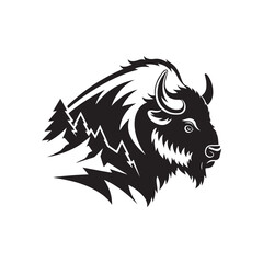 bison vector silhouette clip art logo illustration
