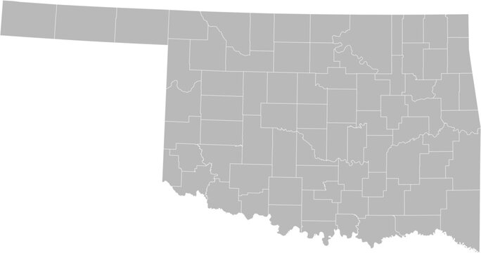 Oklahoma vector map with county boundaries (Albers equal area conic projection, PPT-compatible & fully editable)