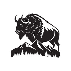 Obraz premium bison vector silhouette clip art logo illustration