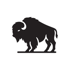 bison vector silhouette clip art logo illustration
