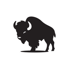 bison vector silhouette clip art logo illustration © MdBadal