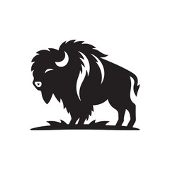 bison vector silhouette clip art logo illustration