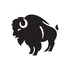 bison vector silhouette clip art logo illustration