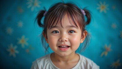 Little girl making faces.