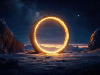 Fantasy glowing magical portal to another land