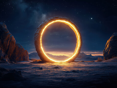 Fantasy glowing magical portal to another land