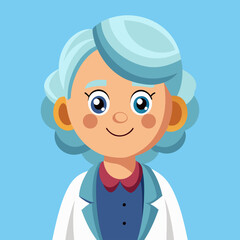 Fototapeta premium Smiling Cartoon Doctor Woman Portrait. Healthcare Professional. Medical Avatar
